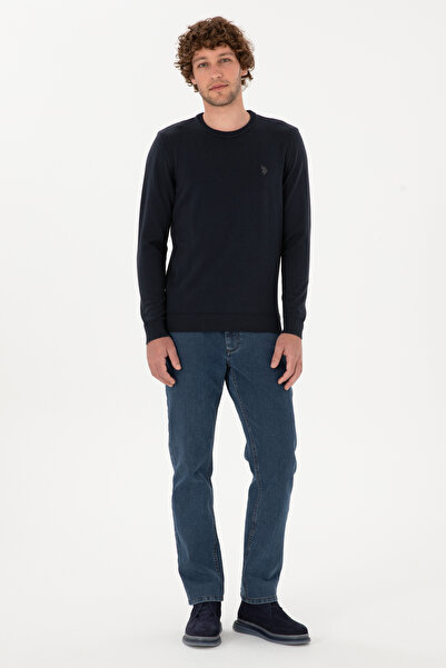 U.S. Polo Assn. Erkek Slim Fit Bisiklet Yaka Lacivert Basic Kazak 50313713-VR033