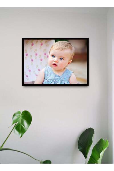 Generic Wall Posters with Cute Baby Looking Confused Picture and Black Frame ...