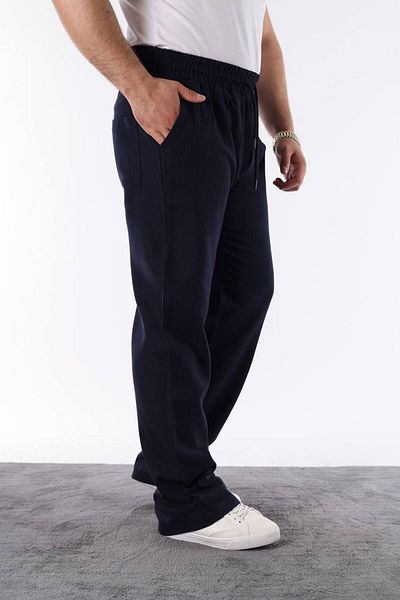Louen lucie Men's Elastic Waist Baggy Fit Linen Trousers
