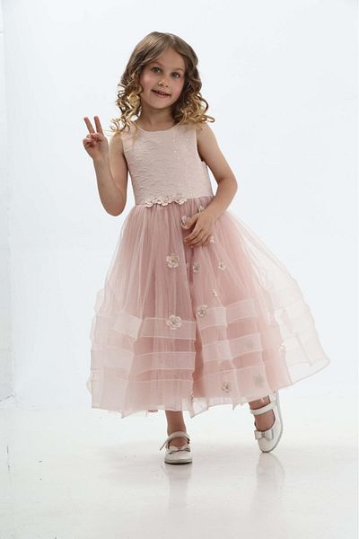 ÇocukYoluKids Princess Pink Girl's Evening Dress