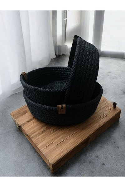 SİMEREV HALI HOME CONSEPT 3-Piece Wicker Basket Wicker Towel Kitchen and Bathroom Living Room Organizer Multi-Purpose Basket Set
