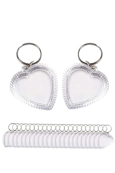 Generic 25 PCS Heart-shaped Transparent Acrylic Photo Frame Keychains for DIY Craft Artwork Gifts for Frien