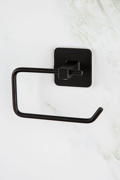 tafce Adhesive Black Outdoor Toilet Roll Holder Wc Paper Holder