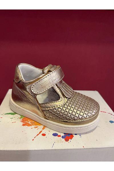 Bebek Sanbe 305 N 6104 Leather First Step Shoes Gold