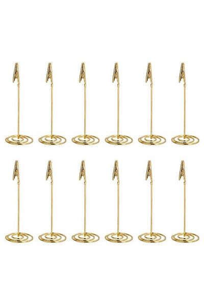 Generic SYOSI 12pcs Place Card Holder Memo Clip Photo Table Number Gold Holder Stand Paper Menu Stand