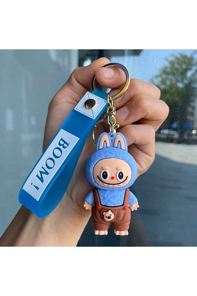 SUMAKA Labubu Cartoon Keychain Key Ring Bag Charm Silicone Gift