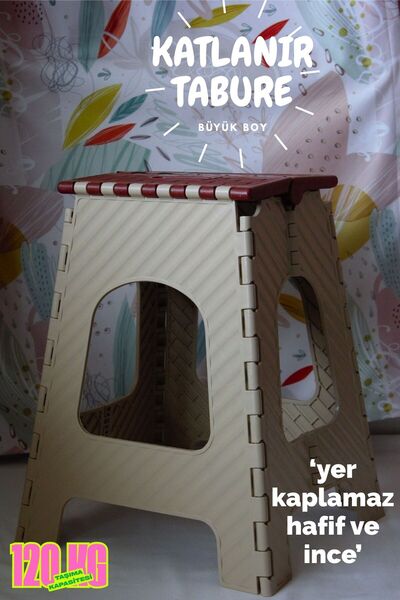 saral plastik Katlanabilir Tabure Büyük Boy Kahverengi Taşınabilir Piknik Taburesi,Mutfak Taburesi,Kamp Taburesi