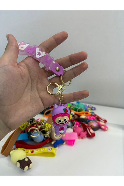SUMAKA Labubu Cartoon Keychain Key Ring Bag Charm Silicone Gift