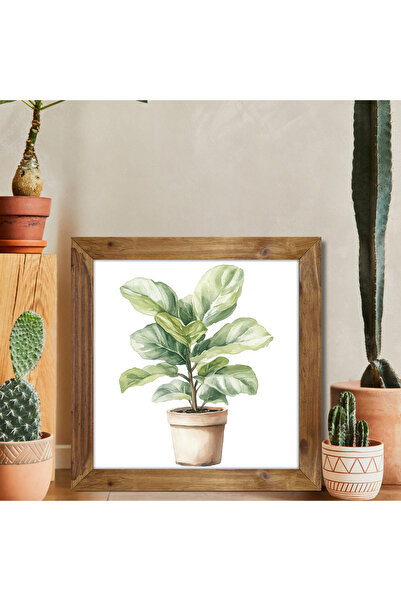 woodhomeworks Tek Parça Gerçek Ahşap Çerçeveli Mutfak Dekor Tablo kare