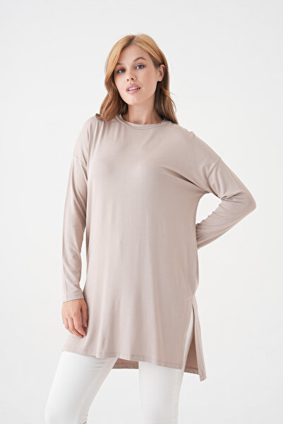 mermaya Premium Ποιότητα, Μπεζ χρώμα, Χτενισμένο βαμβακερό τουνίκ.