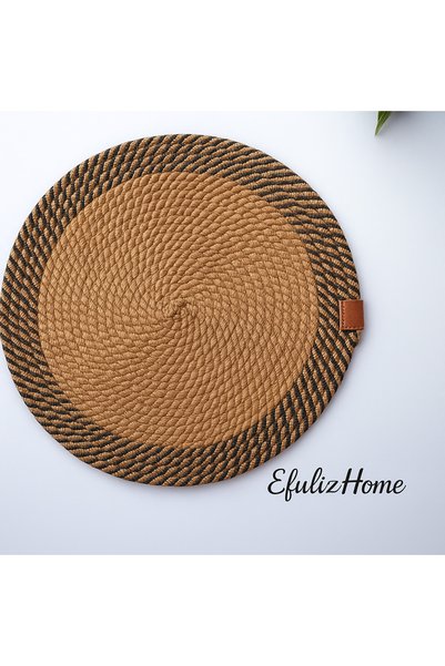 Efuliz Home Jute Straw American Service Supla Beige Natural Black Color Matching