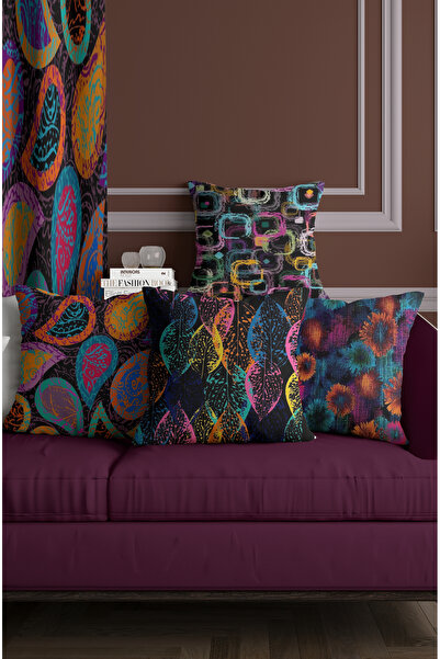 ALAMODECOR Set de cu imprimeu huse de pernă cu modele abstracte în culori neon, cu două fețe, digitale