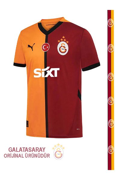 Galatasaray Original 2024/2025 5 Star Piece Jersey Scarf and Bracelet Gift Wooden Box