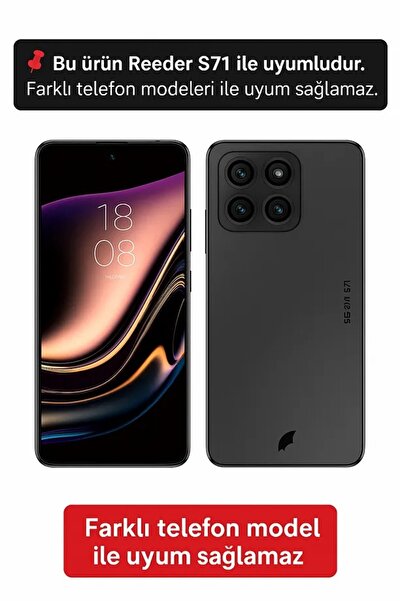 Reeder S71 Compatible Printed, Matte Black Color, Soft Silicone, Protective, Shock Absorbing Cover, Case