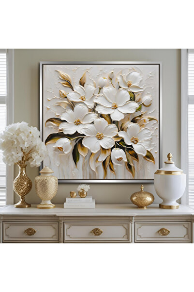 Markazip Gümüş Metal Çerçeveli Kanvas Tablo 90x90cm Kod: EYL72-K-G