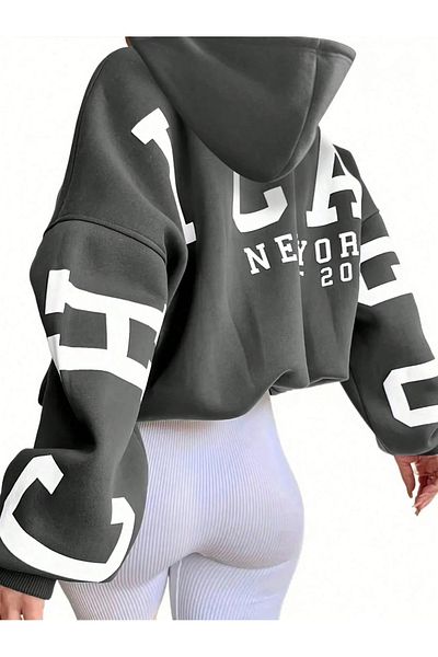 macklin Unisex Women Men Chicago New York Printed Custom Design 3 Thread Hooded Sweatshirt Hoodie