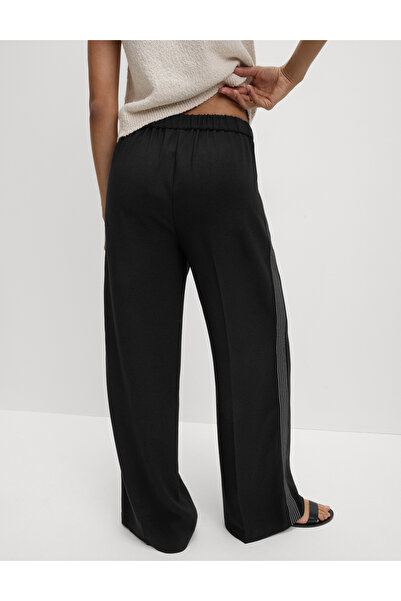 Marks & Spencer Dokuma Yan Şeritli Bol Paça Pantolon