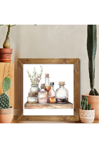 woodhomeworks Еднопарчева декоративна картина за кухня с рамка от естествено ...