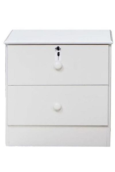 AWF AL WADI FURNITURE Bery Bedside Table, Night Stand Table Side Table with Lockable Key Drawer,Easy Assembly White