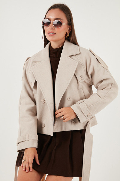 Lela Cotton Regular Fit Soft Textured Cashew Short Coat Coat 6810286