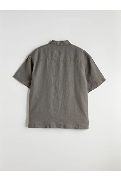 LC Waikiki Ανδρικό πουκάμισο LCW VisionHaki Regular Fit με κοντό μανίκι 100% λινό