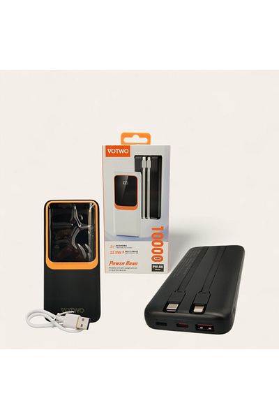 VOTWO Power Bank PW-08 10,000mAh Digital Display with Integrated Cables IOS-TC