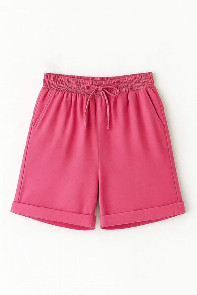 enmodaiçgiyim Pink 100% Cotton Muslin Fabric Women's Shorts with Pockets – Comfortable Summer Casual Shorts