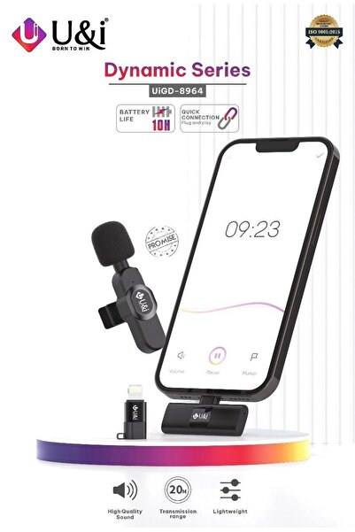 U & I Born To Win U&I Dynamic Series UIGD-8504 Wireless Microphone, 20M Range, Quick Connection, 10H Battery Life