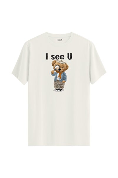 Colermi تي شيرت مطبوع عليه I See U Teddy Bear - تي شيرت بتصميم تيدي بير من نس...