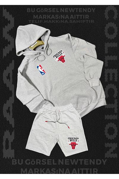 NEW TRENDY COLLECTİON Chigago Bulls Fan Combo Hoodie Combed Cotton Shorts Bottom Top Suit 2 Items
