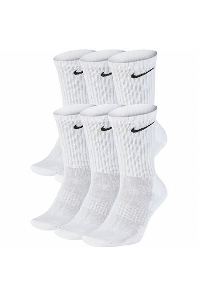 Nike Set 6 Pairs Everyday Cushioned Training Crew Socks, White, Size 42-46