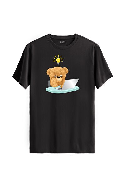 Colermi تي شيرت مطبوع عليه تيدي بير للجنسين - تي شيرت بتصميم عادي من نسيج قطن...