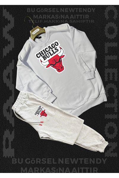 NEW TRENDY COLLECTİON Chigago Bulls Crewneck - Shorts Fan Cotton 2 Yarn Set