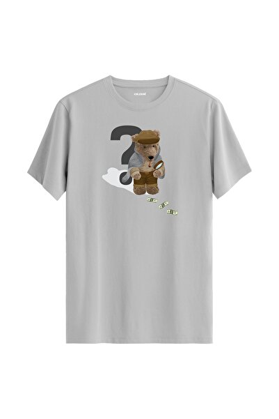 Colermi تي شيرت مطبوع عليه ديتكتيف تيدي بير - تي شيرت بتصميم تيدي بير من القط...