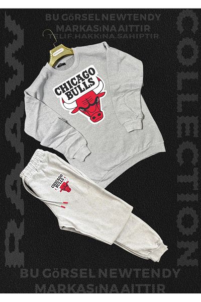 NEW TRENDY COLLECTİON Chigago Bulls Crewneck - Shorts Fan Cotton 2 Yarn Set