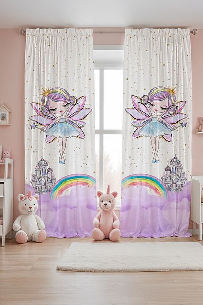 EVPANYA Magic Fairy Girl Patterned Children's Baby Room Background Curtain (Single Wing Pricing)