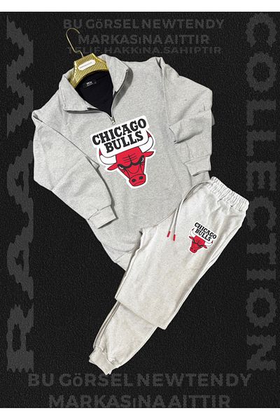 NEW TRENDY COLLECTİON Chigago Bulls Fan Dikyaka Sweatshirt Sweatpants 2 Fan Set Combination