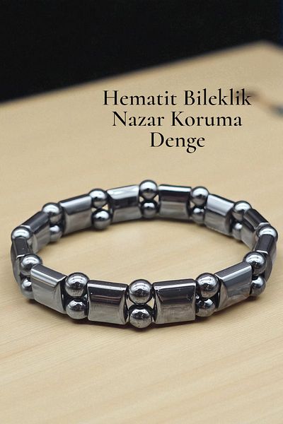 NBS Beautiful Naturel Stones Unisex Hematite Natural Stone Handcrafted Bracelet Good Quality