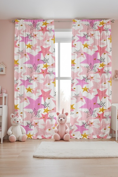 EVPANYA Colorful Stars Patterned Children's Baby Room Background Curtain (Single Wing Pricing)