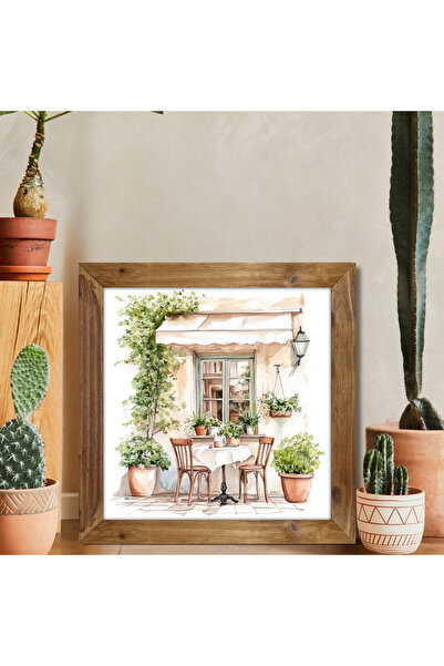 woodhomeworks Tek Parça Gerçek Ahşap Çerçeveli Mutfak Dekor Tablo kare