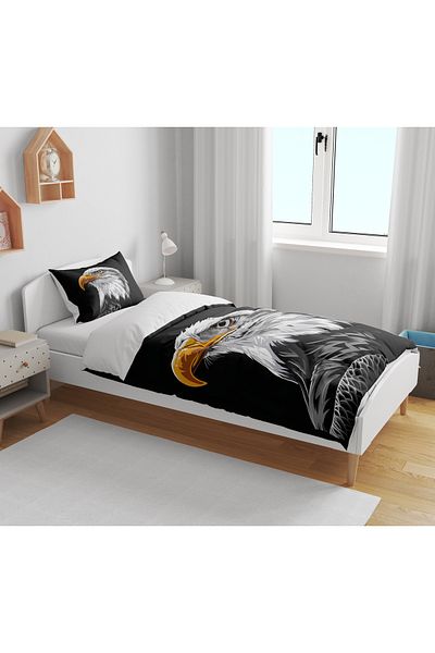 Erays Home Black Eagle 3D Printed Single Duvet Cover Set Fan Duvet Cover Set
