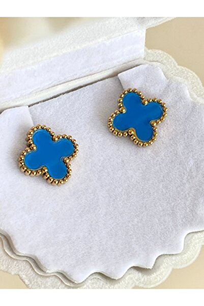 JEWELRY Light Blue Enamel Clover Earrings