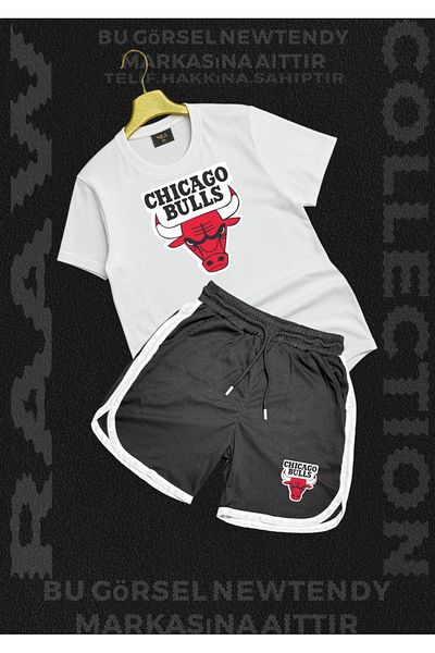 NEW TRENDY COLLECTİON Chigago Bulls Summer T-Shirt and Basket Shorts 2 Fan Combination Set