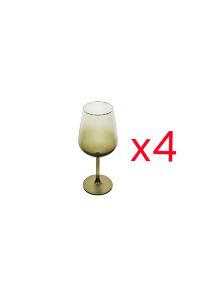 Porland Green Gold Gilded Footed 4-Piece Water Glass 490 Cc