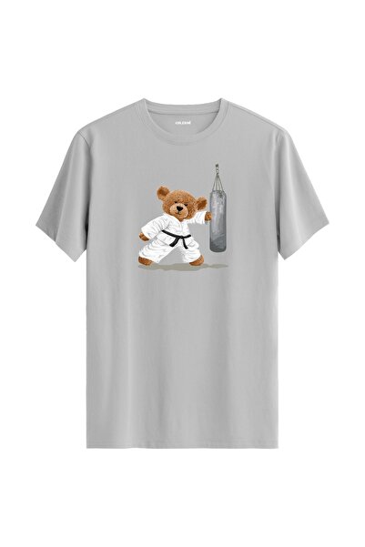 Colermi تي شيرت مطبوع عليه تيدي بير الكاراتيه للجنسين - تي شيرت بتصميم عادي م...