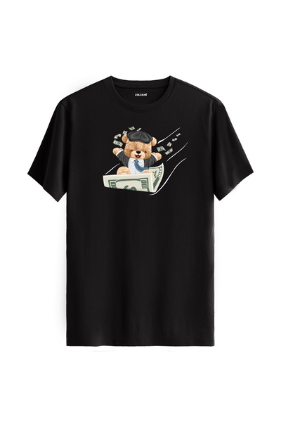 Colermi تي شيرت مطبوع عليه دمية دب Moneyboat - تي شيرت بتصميم دمية دب ممتع مص...