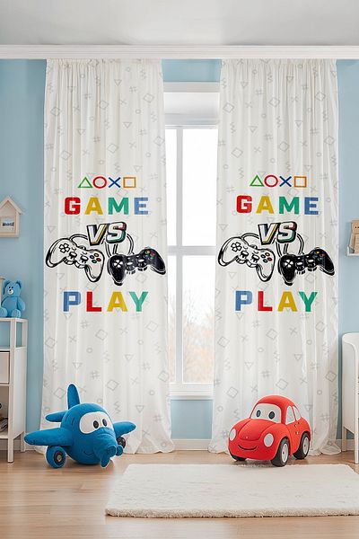 EVPANYA Gamer Player 18 Patterned Children's Baby Room Background Curtain (Single Wing Pricing)