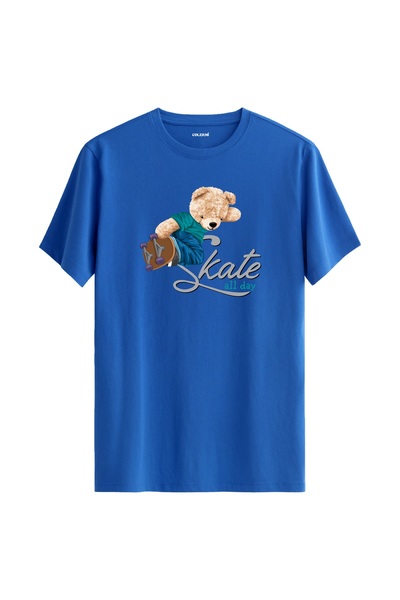 Colermi تي شيرت مطبوع عليه دمية دب Skate All Day - تي شيرت بتصميم قطن 100%