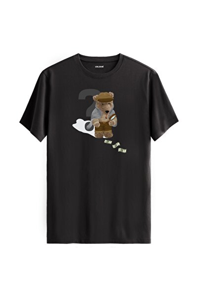 Colermi تي شيرت مطبوع عليه ديتكتيف تيدي بير - تي شيرت بتصميم تيدي بير من القط...