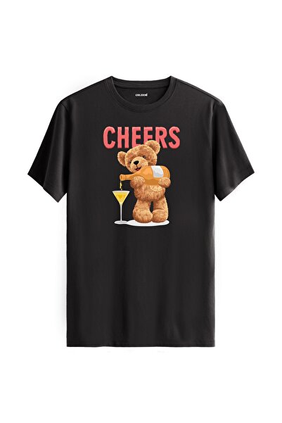 Colermi تي شيرت مطبوع عليه تيدي بير من Cheers - تي شيرت بتصميم قطن 100%